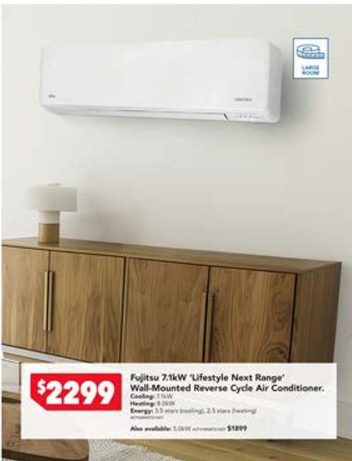 Fujitsu - 7.1kw 'lifestyle Next Range' Wall-mounted Reverse Cycle Air Conditioner offers at $2299 in Harvey Norman