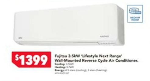 Fujitsu - 3.5kw "lifestyle Next Range Wall-mounted Reverse Cycle Air Conditioner offers at $1399 in Harvey Norman