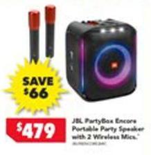 Jbl - Partybox Encore Portable Party Speaker With 2 Wireless Mics offers at $479 in Harvey Norman