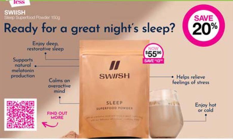 Swiish - Sleep Superfood Powder 150g offers at $55.96 in Priceline