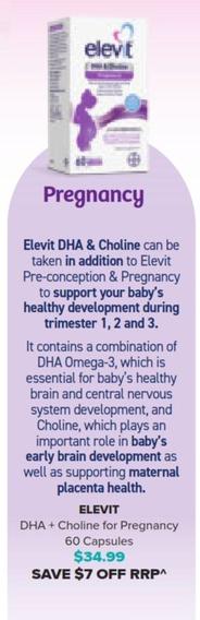 Elevit - Dha + Choline For Pregnancy 60 Capsules offers at $34.99 in Ramsay Pharmacy