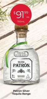 Patron Silver - Tequila Range offers at $91.99 in Porters