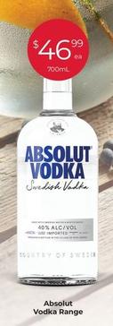Absolut - Vodka Range offers at $46.99 in Porters
