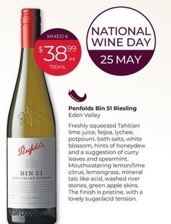 Penfolds - Bin 51 Riesling offers at $38.99 in Porters