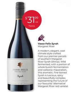 Vasse Felix - Syrah offers at $31.99 in Porters