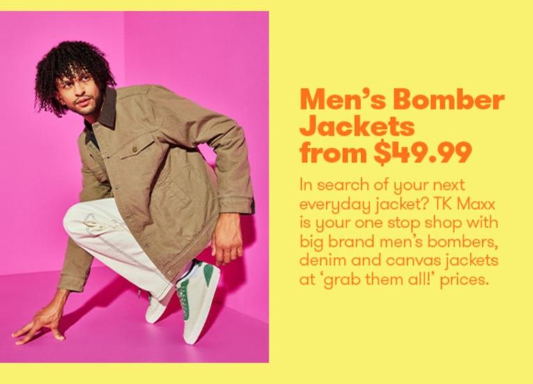 Men's Bomber Jackets offers at $49.99 in TK Maxx