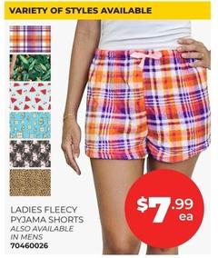 Ladies Fleecy Pyjama Shorts offers at $7.99 in Prices Plus