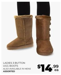 Ladies 3 Button Ugg Boots Also Available In Mens offers at $14.99 in Prices Plus
