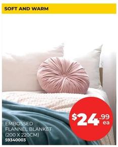 Embossed Flannel Blanket (200 X 220cm) offers at $24.99 in Prices Plus