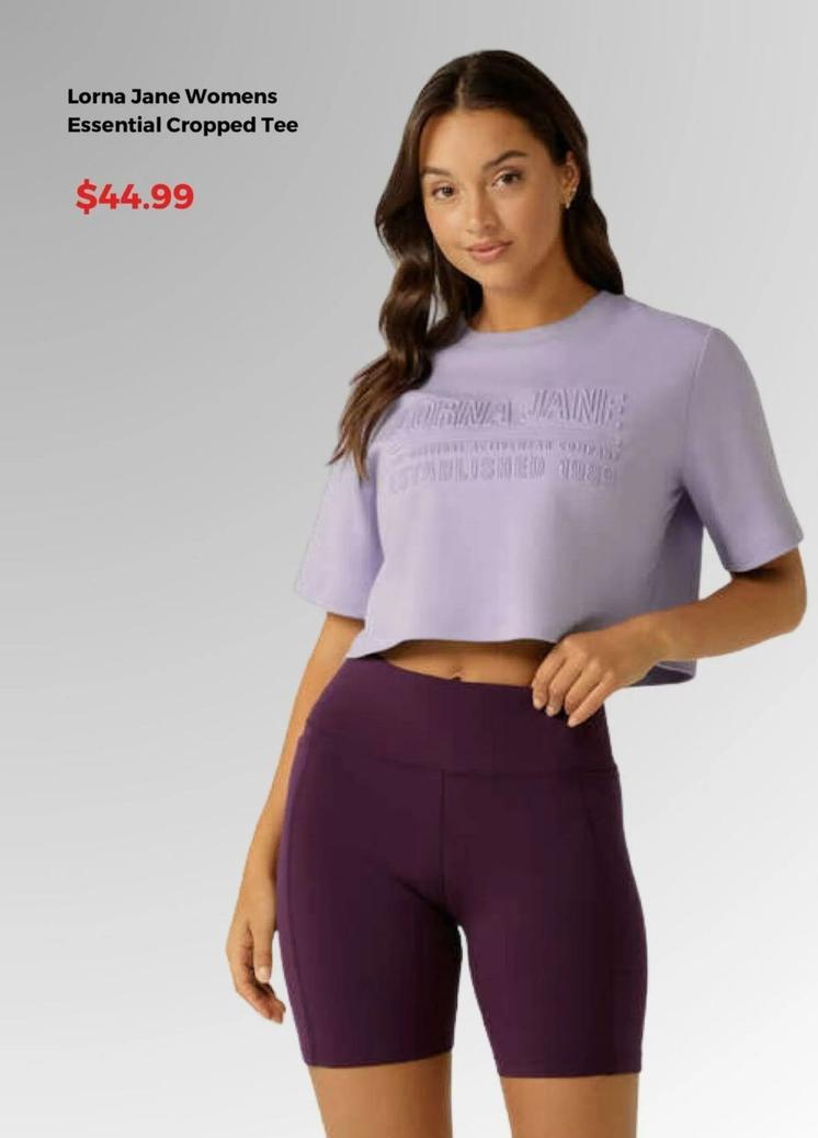 Lorna Jane - Womens Essential Cropped Tee offers at $44.99 in Rebel Sport