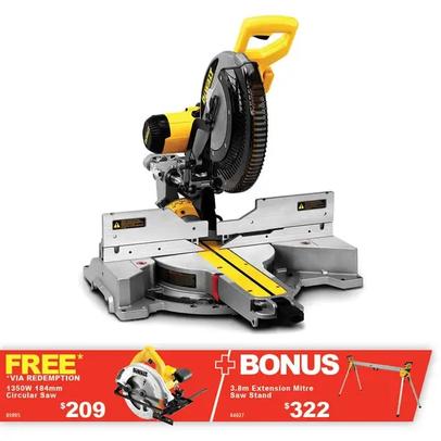 DEWALT 1675W 305MM SLIDING COMPOUND MITRE SAW DWS780-XE offers in Total Tools