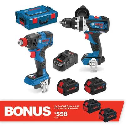 BOSCH PROCORE18V BRUSHLESS 2 PIECE 2 X 8.0AH COMBO KIT 0615990L24 offers at $749 in Total Tools