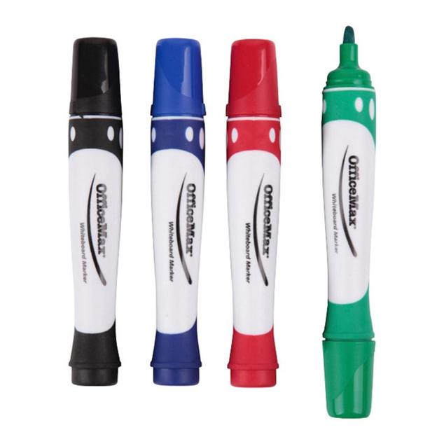 Officemax Assorted Colours Drysafe Whiteboard Markers Bullet Tip Pack Of 4 offers in OfficeMax