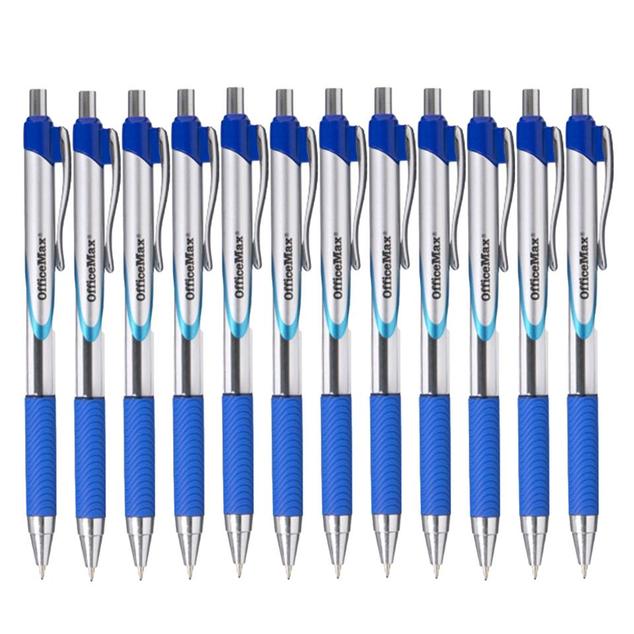 Officemax Retractable Ballpoint Pen 1.0mm Rubber Grip Blue Pack 12 offers in OfficeMax