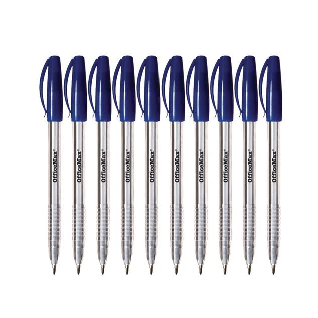 Officemax Ballpoint Pens Non Slip Grip 1.0mm Medium Blue Box 10 offers in OfficeMax