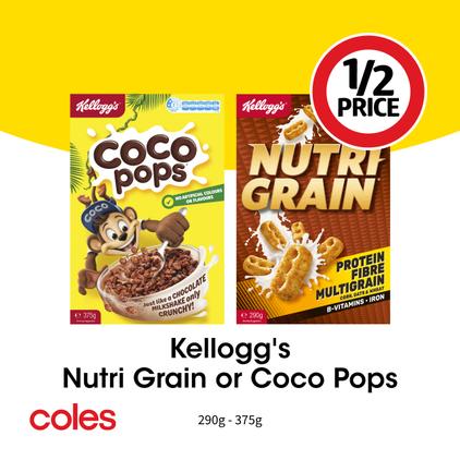 Kellogg's Nutri Grain or Coco Pops offers at $3.5 in Coles