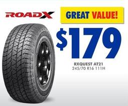 Roadx - Rxquest AT21 245/70 R16 111H offers at $179 in Bob Jane T-Marts