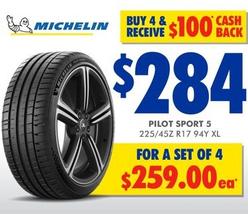 Michelin - Pilot Sport 5 225/45Z R17 94Y XL offers at $284 in Bob Jane T-Marts