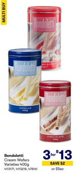 Rondoletti - Cream Wafers Varieties 400g offers at $13 in BIG W