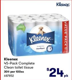 Kleenex - 45-Pack Complete Clean toilet tissue offers at $24 in BIG W
