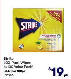 Strike - 600-Pack Wipes 6x100 Value Pack offers at $19 in BIG W