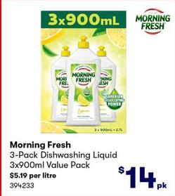 Morning Fresh - 3-Pack Dishwashing Liquid 3x900ml Value Pack offers at $14 in BIG W