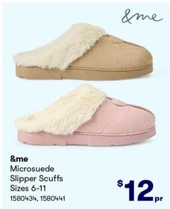 &me - Microsuede Slipper Scuffs Sizes 6-11 offers at $12 in BIG W
