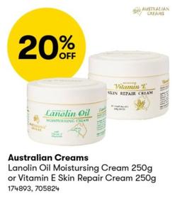 Australian Creams - Lanolin Oil Moistursing Cream 250g or Vitamin E Skin Repair Cream 250g offers in BIG W