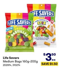 Life Savers - Medium Bags 160g-200g offers at $3.5 in BIG W