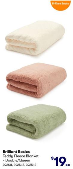 Brilliant Basics - Teddy Fleece Blanket - Double/Queen offers at $19 in BIG W