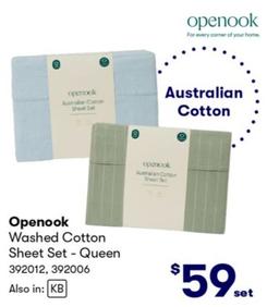 Openook - Washed Cotton Sheet Set - Queen offers at $59 in BIG W