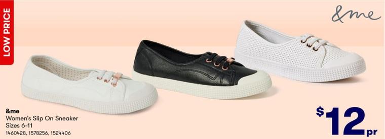 &me - Women’s Slip On Sneaker Sizes 6-11 offers at $12 in BIG W