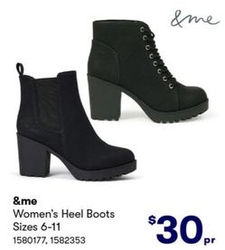 &me - Women’s Heel Boots Sizes 6-11 offers at $30 in BIG W