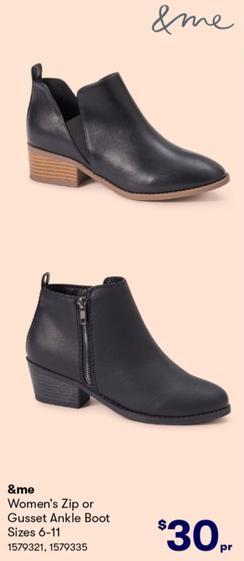 &me - Women’s Zip or Gusset Ankle Boot Sizes 6-11 offers at $30 in BIG W