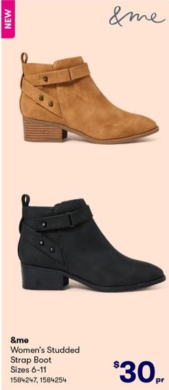 &me - Women’s Studded Strap Boot Sizes 6-11 offers at $30 in BIG W