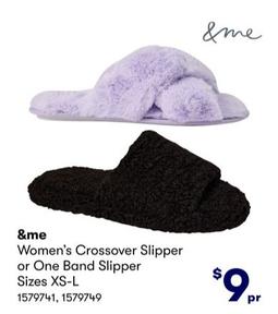 &me - Women's Crossover Or One Band Slipper Sizes Xs-L offers at $9 in BIG W
