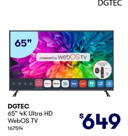 DGTEC - 65” 4K Ultra HD WebOS TV offers at $649 in BIG W