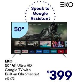 EKO - 50" 4K Ultra HD Google TV with Built-in Chromecast offers at $399 in BIG W