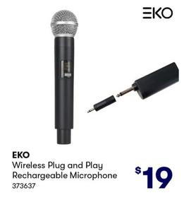 EKO - Wireless Plug and Play Rechargeable Microphone offers at $19 in BIG W