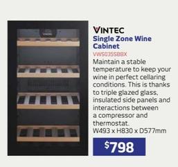 Vintec - Single Zone Wine Cabinet offers at $798 in Retravision