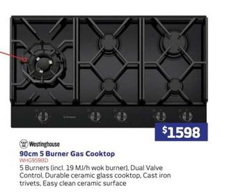 Westinghouse - 90cm 5 Burner Gas Cooktop offers at $1598 in Retravision