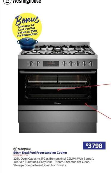 Westinghouse - 90cm Dual Fuel Freestanding Cooker offers at $3798 in Retravision