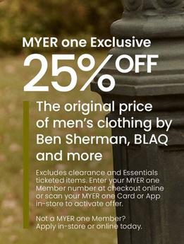 Ben Sherman, Blaq and More - 25% Off the Original Price Of Men’s Clothing  offers in Myer