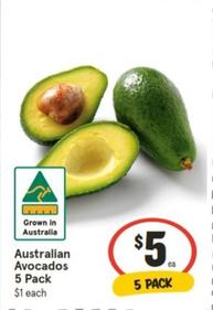 Australian Avocados 5 Pack offers at $5 in IGA