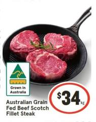 Australian Grain Fed Beef Scotch Fillet Steak offers at $34 in IGA