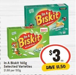 In A Biskit  -160g Selected Varieties offers at $3 in IGA
