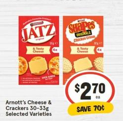 Arnott's - Cheese & Crackers 30-33g Selected Varieties offers at $2.7 in IGA