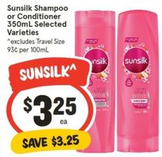 Sunsilk - Shampoo Or Conditioner 350ml Selected Varieties offers at $3.25 in IGA