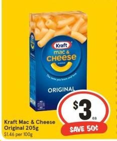 Kraft - Mac & Cheese Original 205g offers at $3 in IGA