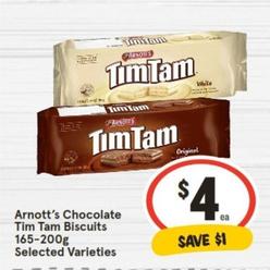 Arnott's - Chocolate Tim Tam Biscuits 165-200g Selected Varieties offers at $4 in IGA